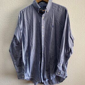 Polo Ralph Lauren Blake Fit Button Down Shirt Large Blue Plaid Work Casual